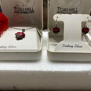 Tori Hill Marcasite Heart Necklace Set